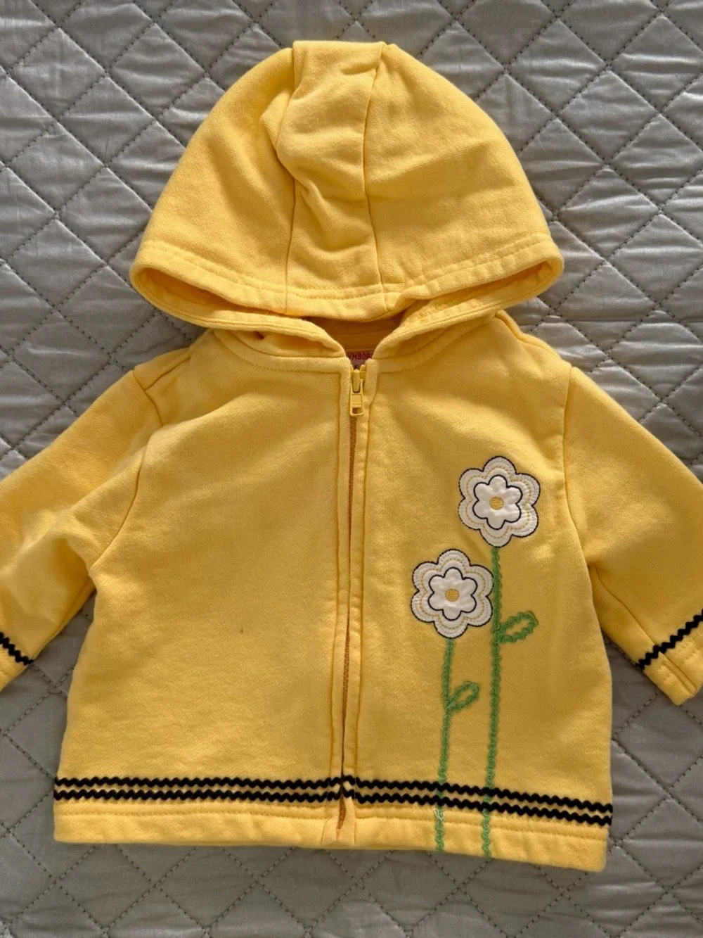Gymboree Yellow Hooded Jacket with Flower Applique baby girl vintage